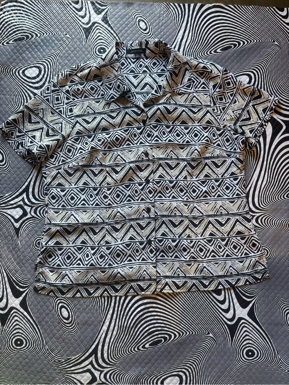 Notations Black and White Abstract Geometric Blouse
